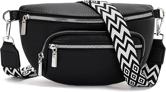 MODNA NERKA CROSSBODY Warto™ - Czarna Torebka na Szerokim Pasku. Idealna na Co Dzień i Podróż.