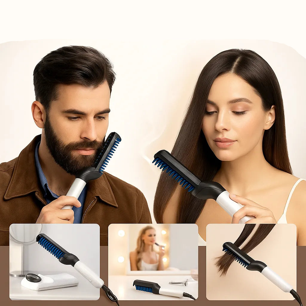 PROSTOWNICA DO BRODY I WŁOSÓW Warto™ - Grzebień Modelujący. Szybki Efekt Prostej i Zadbanej Brody.