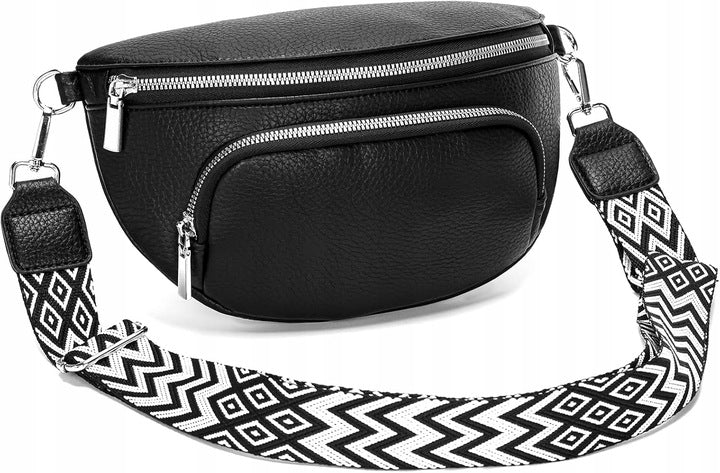 MODNA NERKA CROSSBODY Warto™ - Czarna Torebka na Szerokim Pasku. Idealna na Co Dzień i Podróż.