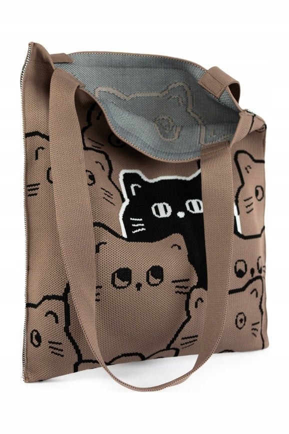 POJEMNA TOREBKA SHOPPER Warto™ - Lekka, Brązowa Torba na Ramię. Idealna do Pracy i na Zakupy.