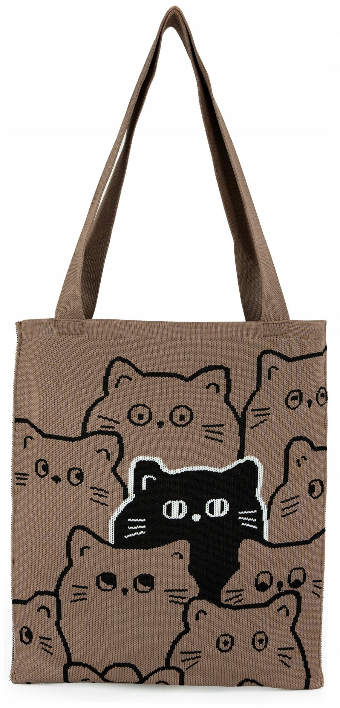 POJEMNA TOREBKA SHOPPER Warto™ - Lekka, Brązowa Torba na Ramię. Idealna do Pracy i na Zakupy.